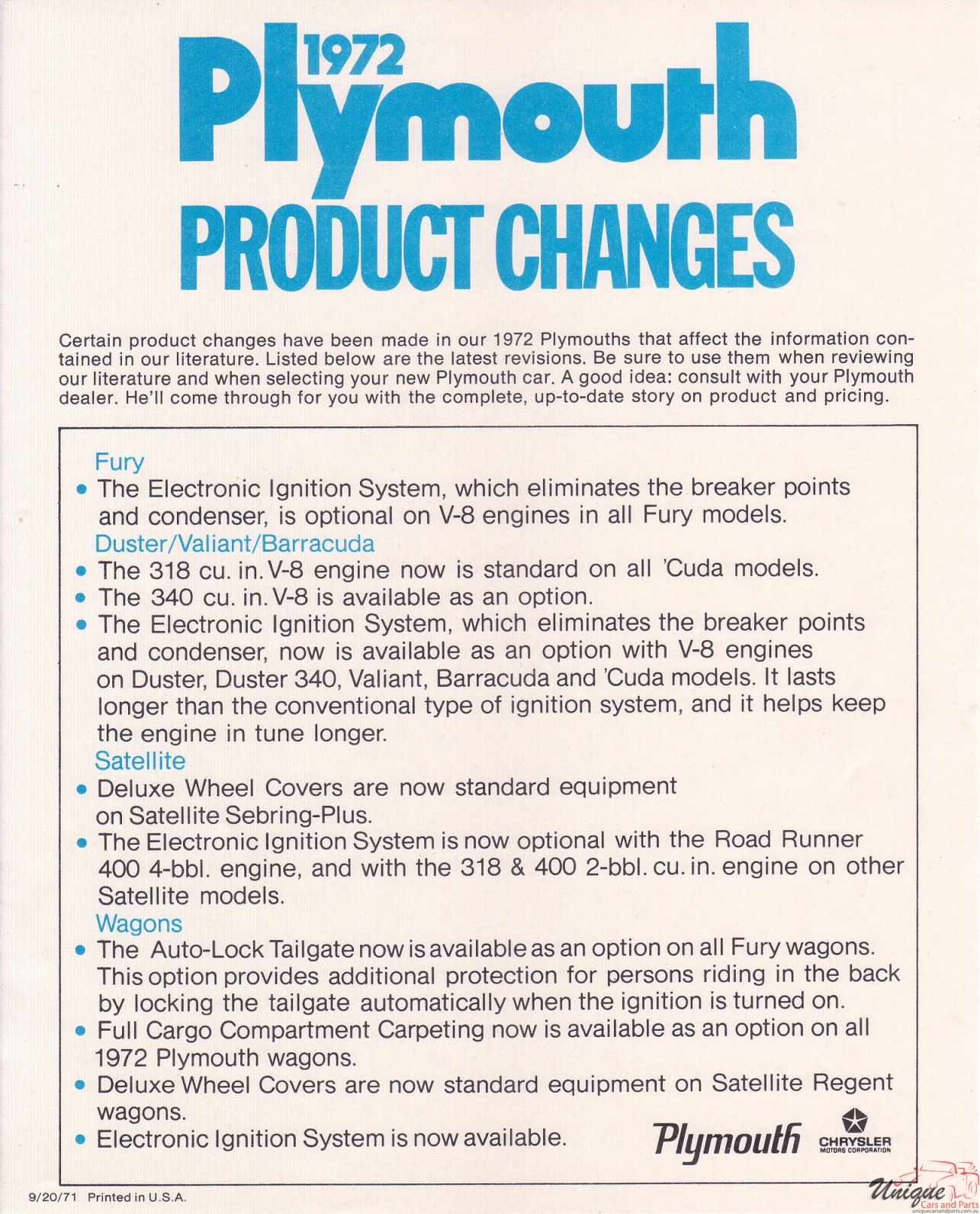 1972 Chrysler-Plymouth Brochure Page 8